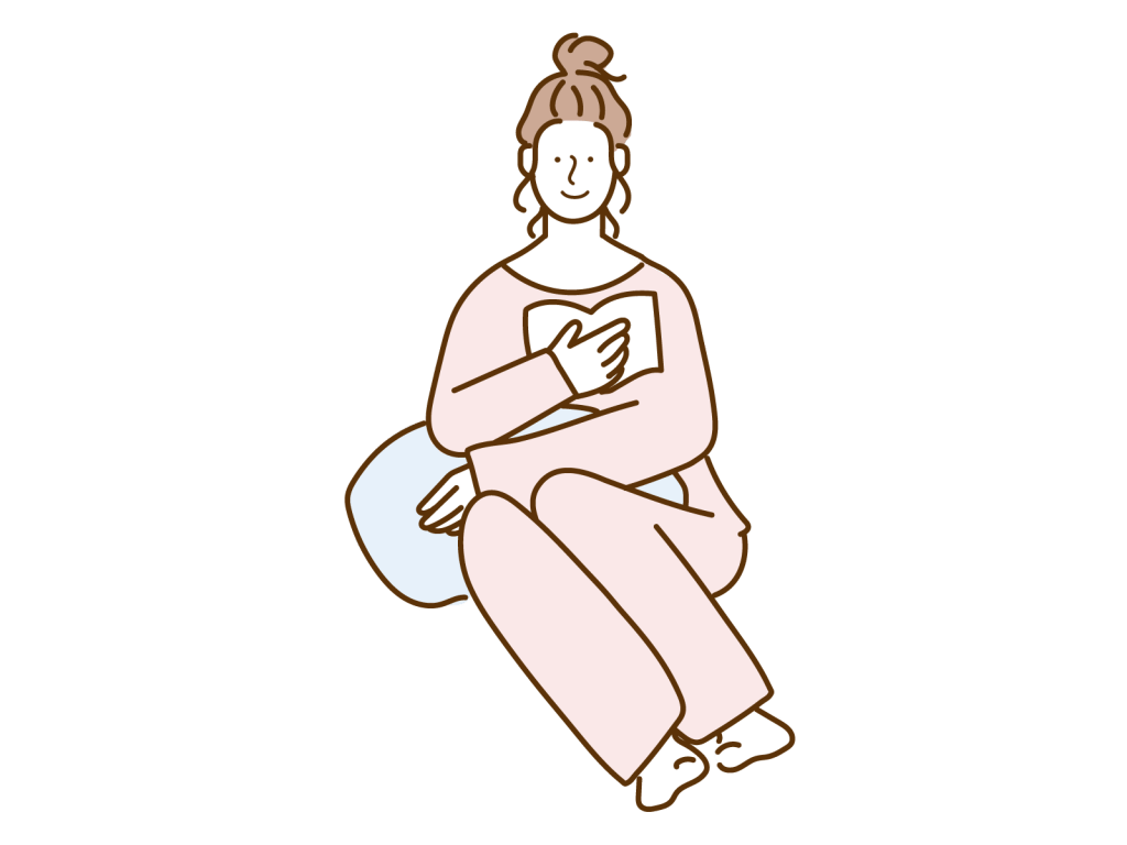 リラックスして本を読む女性のイラスト